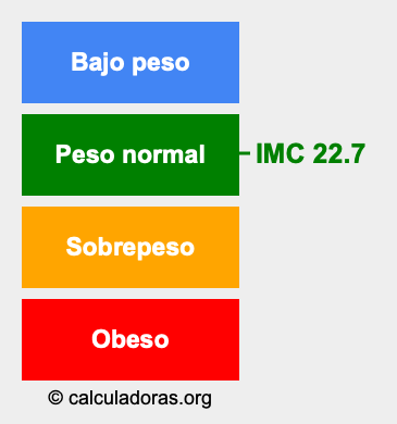 IMC 22.7 Índice de masa corporal 22.7